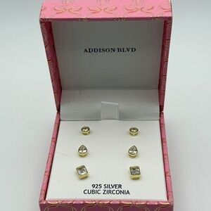 Addison Blvd Sterling Silver Cubic Zirconia Multi-Stud Earring Set